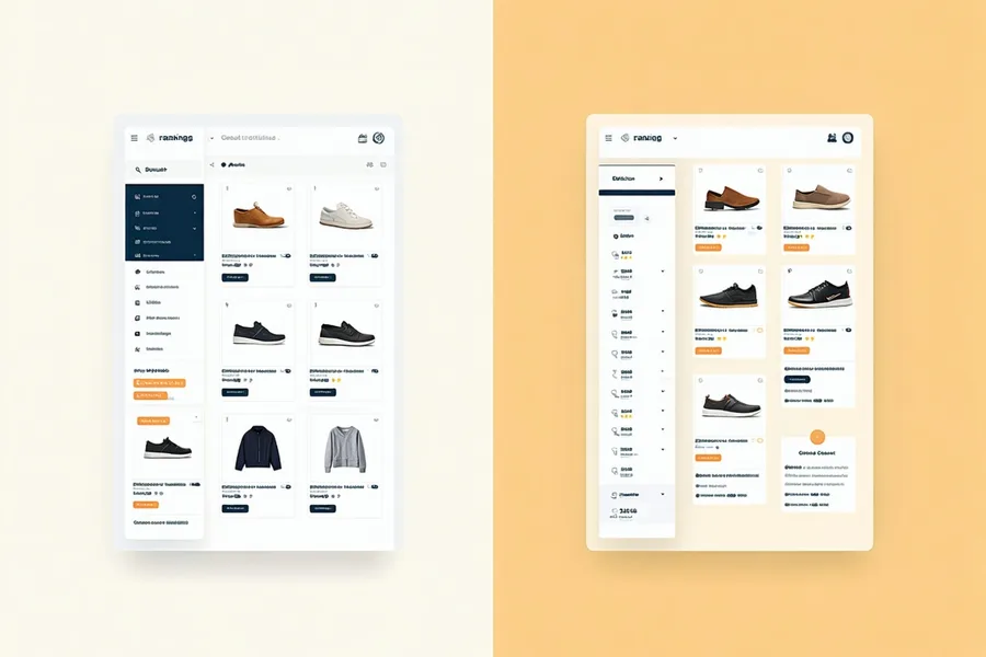 Product grid reranking interface showing before and after states with conversion score indicators